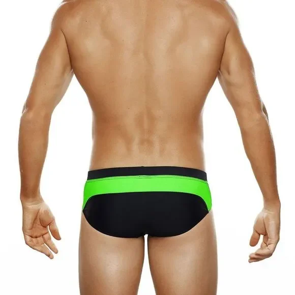 Men's Racing Stripes Speedo Beach Bikini Swimwear Green Size L - Picture 3 of 3